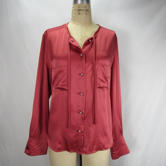 Talbots Tops - Talbots Silk Salmon Pearl Button Down Blouse Top